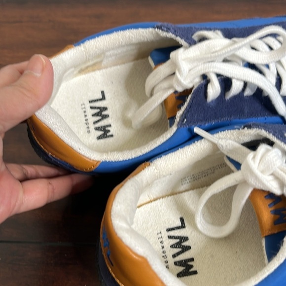 Madewell MWL Kickoff Sneakers Unisex Men 7.5M Womens 9 Blue Suede Retro Mint - Picture 6 of 10